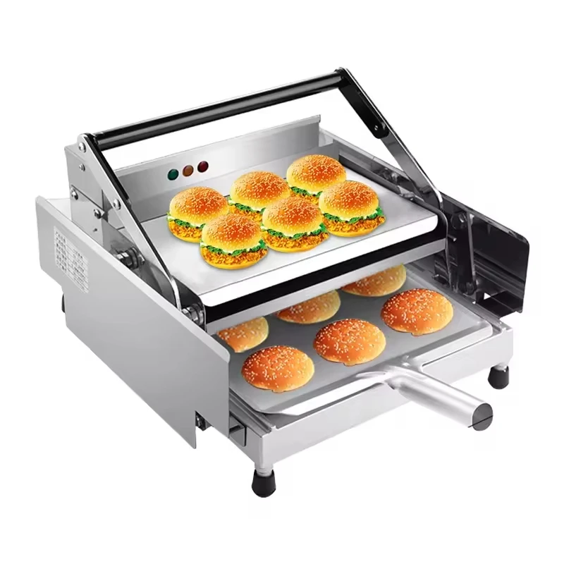 

Commercial Automatic Double Layer Burger Machine - Small Electric Grill for Hamburger Shop, Stainless Steel & High-Efficiency