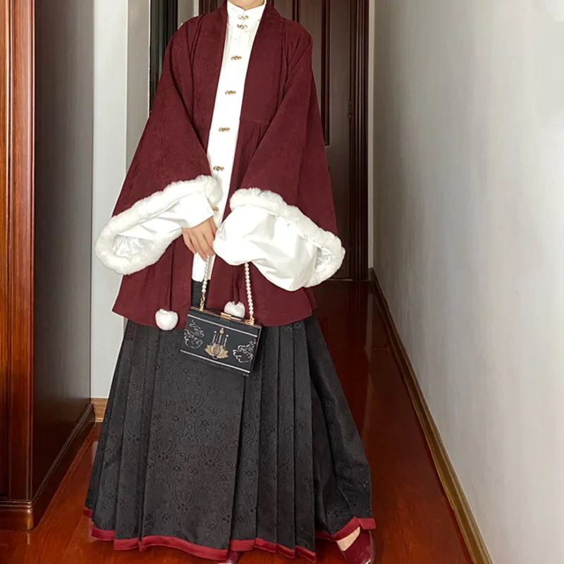 

Женское зимнее пальто Hanfu Thiened Winter f Sve Velvet Tang, коллекция весеннего возврата, зимняя отделка из меха кролика