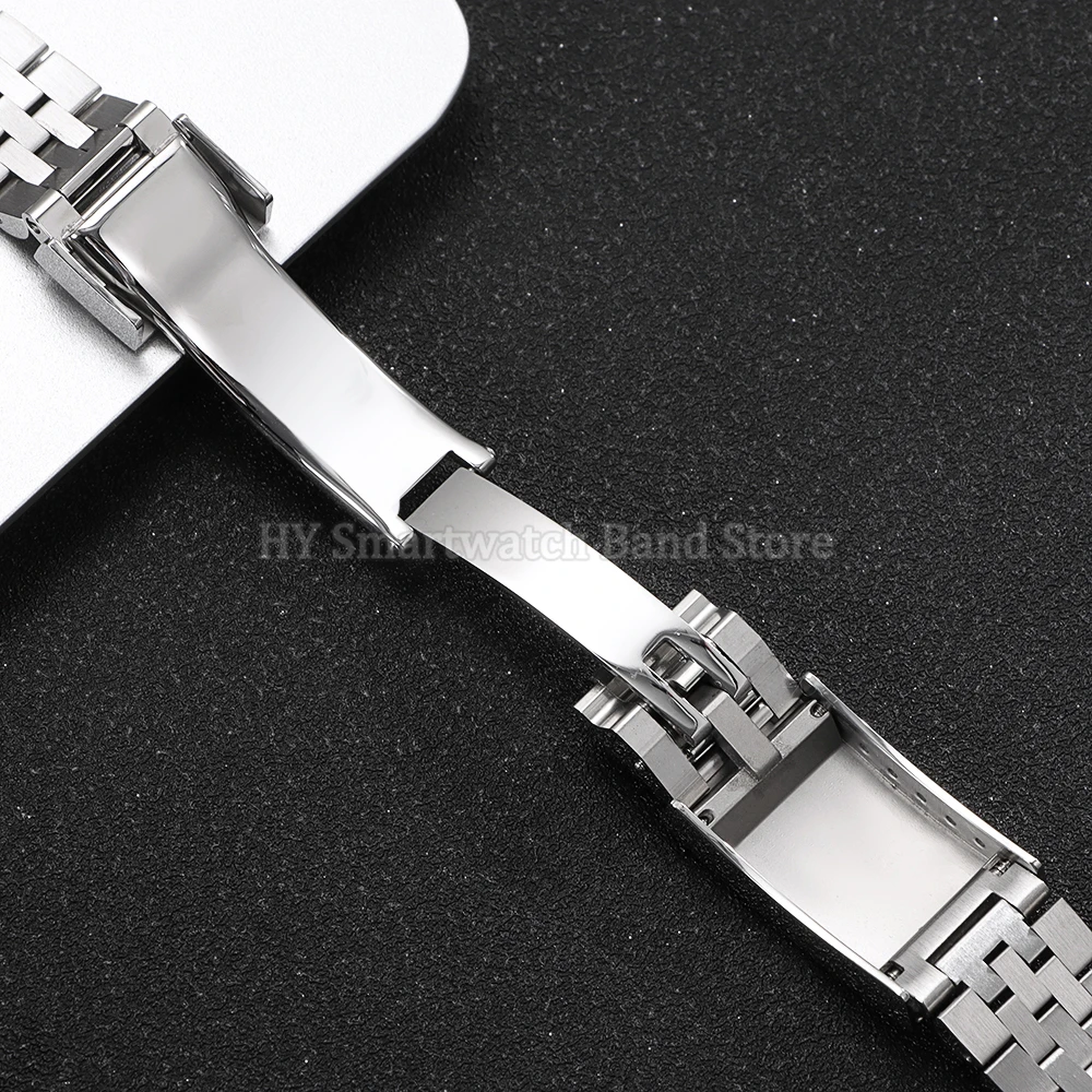 Cinturino per orologio in metallo con estremità curva 20mm 21mm 22mm per Rolex per Viti in acciaio inossidabile Jubilee cinturino da polso con fibbia pieghevole braccialetto da uomo