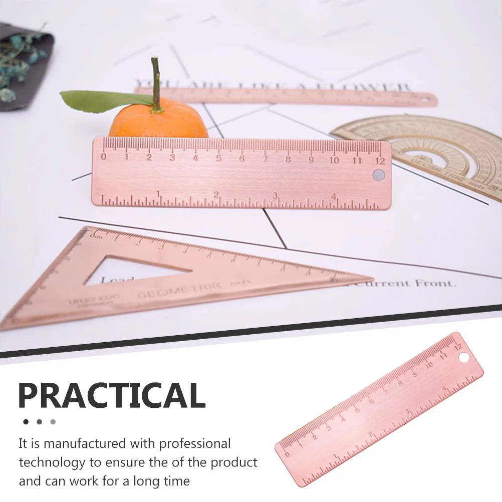 Copper Ruler 12cm Copper Measuring Tool for Drawing Teaching Engineering Compact Portable School Supplies