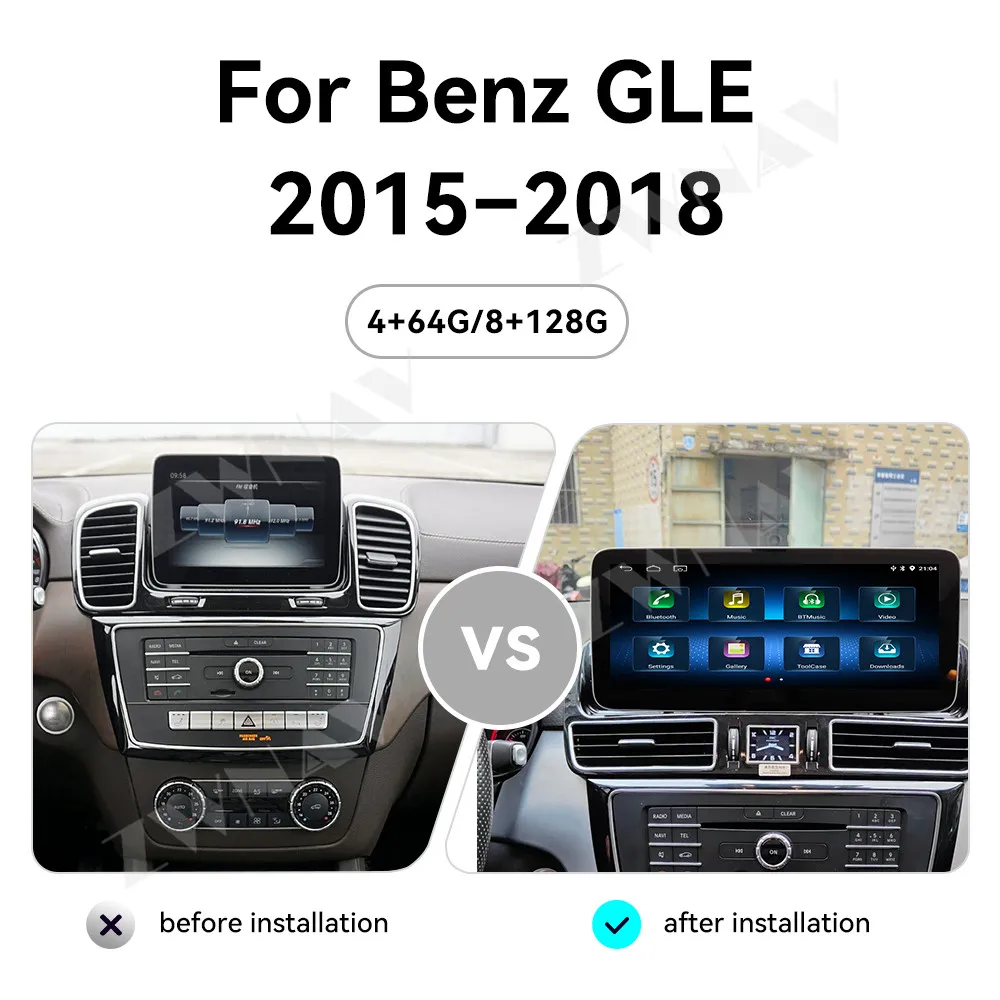 For Mercedes-Benz GLE Car Radio 12.3“ Touch Screen Carplay&Adroid Auto Navigation Device Wireless GPS Stereo Multimedia Player