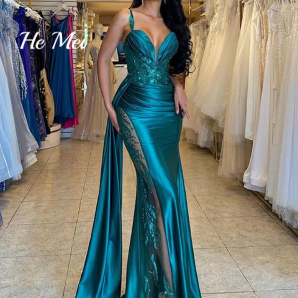 Vestido de fiesta de sirena con tirantes finos para mujer, vestidos de noche formales con escote Corazón, vestidos de fiesta Sexy