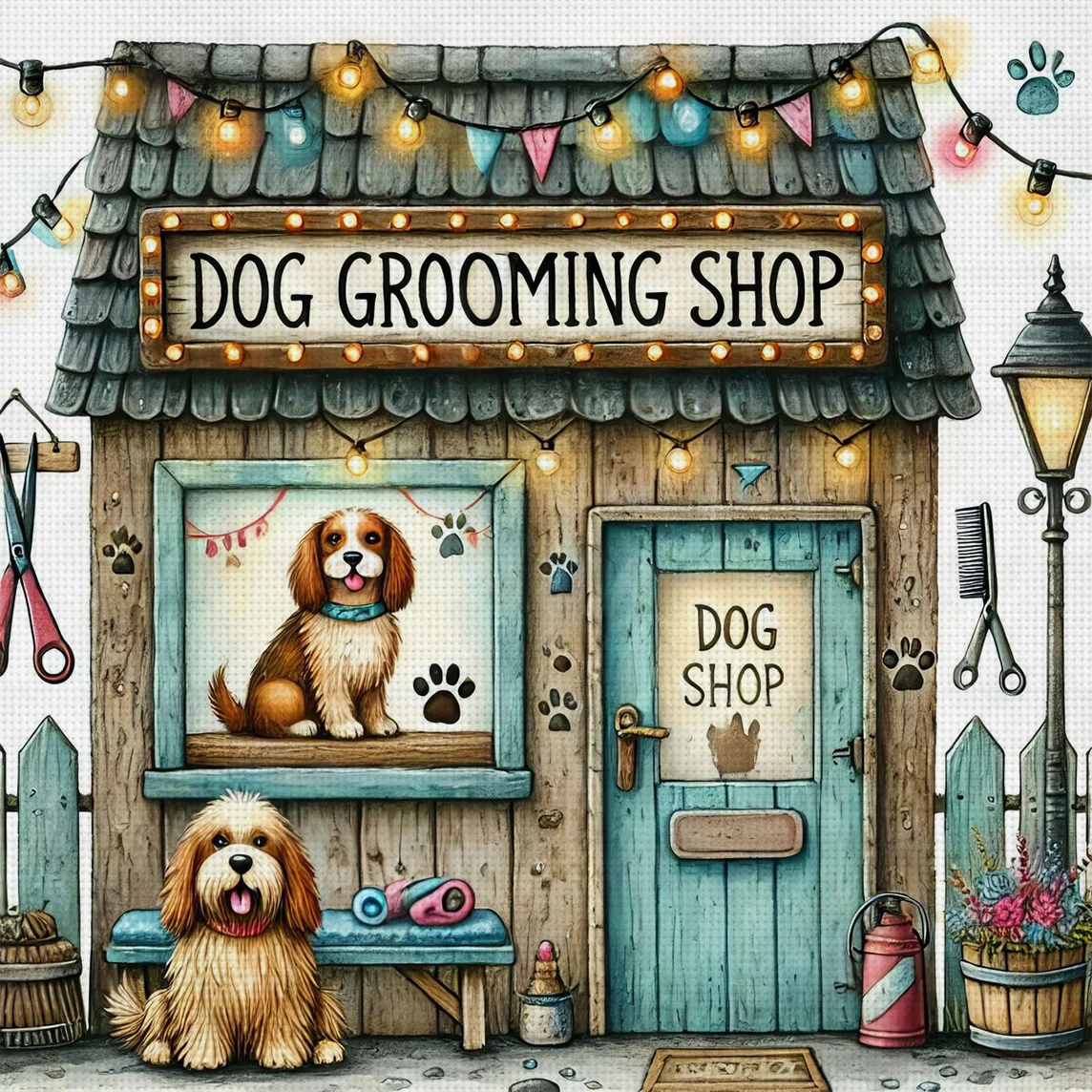 Pet Paradise Kreuzstich-Set zum Selbermachen, 11CT, Stickerei, Heimwanddekoration, Geschenk, handgefertigtes Material, rahmenlos, halbfertig, 36 x 36 cm