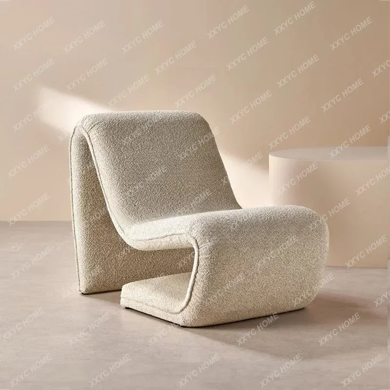 

Modern simple line leisure chair living room small apartment metal special-shaped sofa model room soft bag lazy sofa