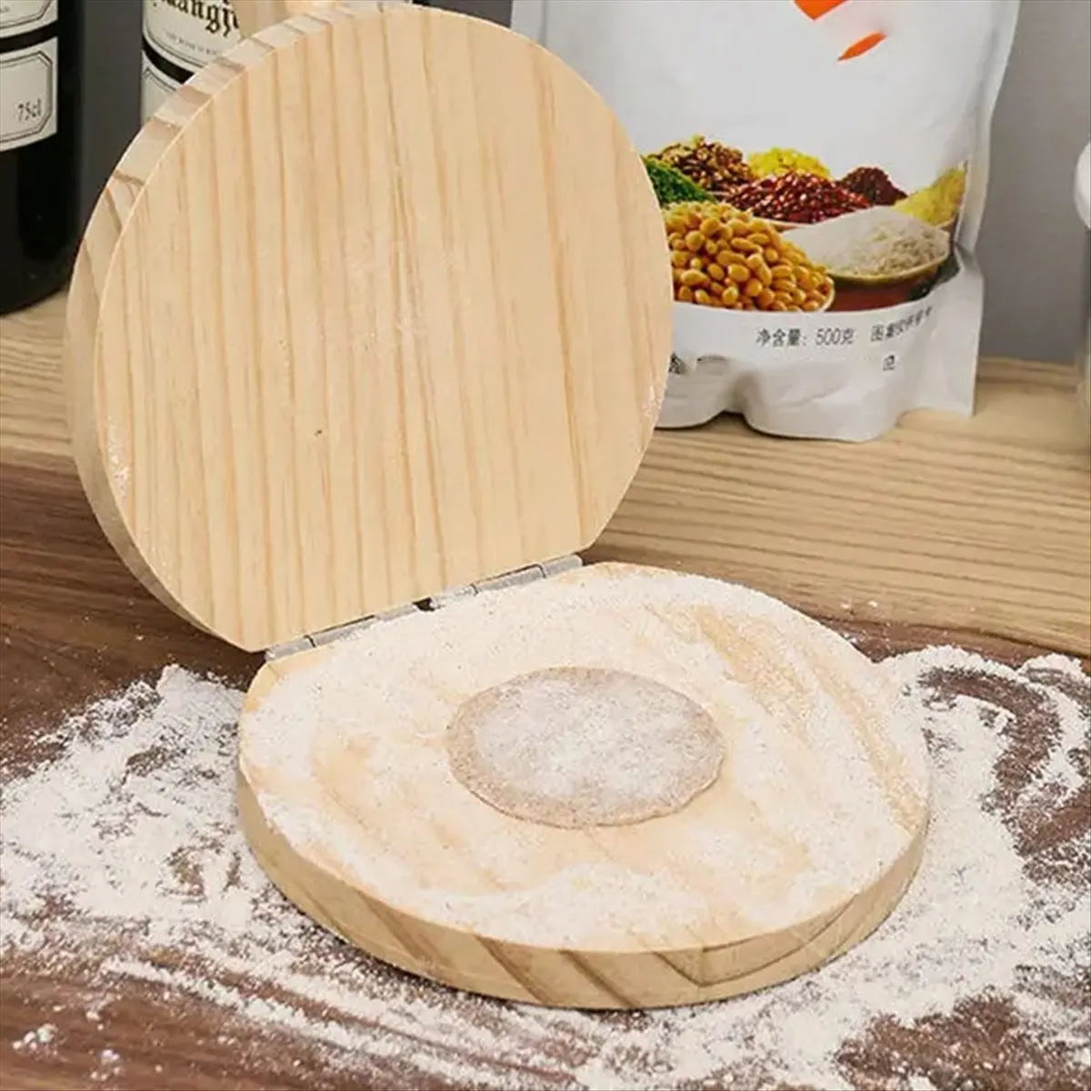 AT54 Dumplings Maker Dough Pressing Tool Dumpling Skin Artifact Machine DIY Kitchen Manual Wood Mold Kitchen Gadgets A