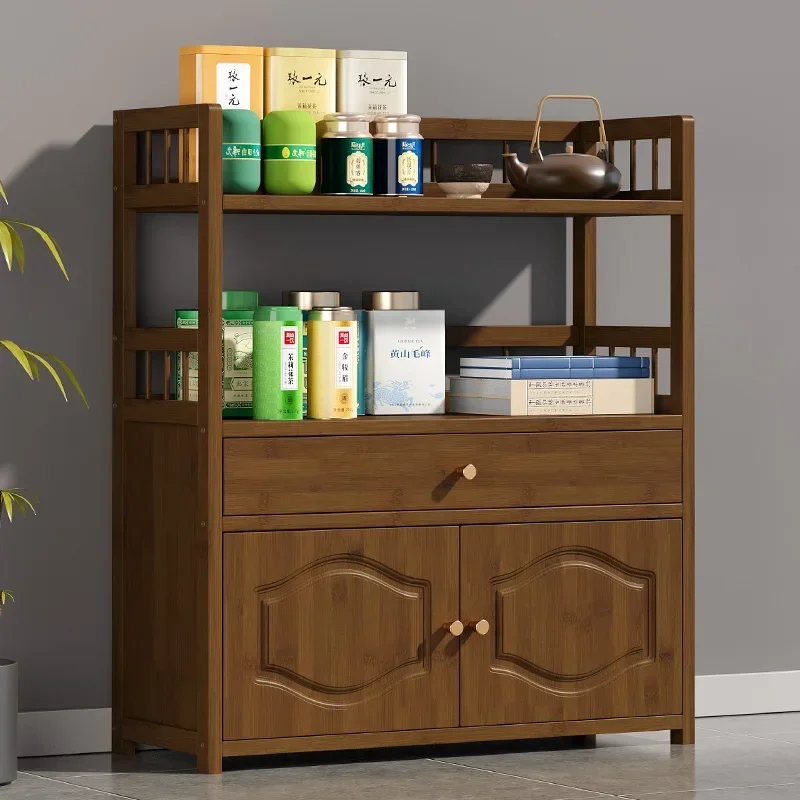 

Tea rack shelf Solid wood tea cabinet Living room floor-to-ceiling small Bogu rack room set rack Display storage cabinet