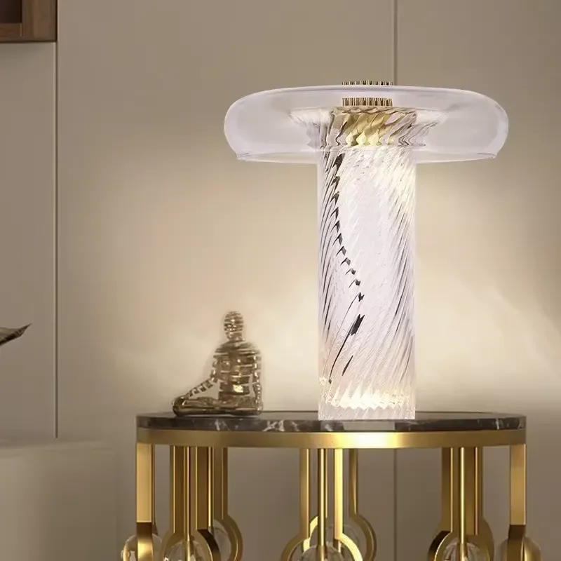 Twisted Pattern Glass LED Table Lamp Study Bedroom Bedside Luxury Modern Creative  Desk Light Designer Decor Lighting Fixtures