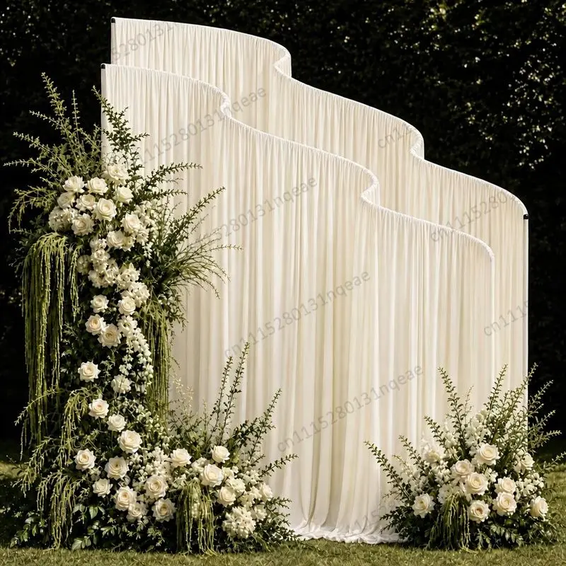 Luxury Metal Curved Wave Arched Background Rack Wedding Graduation Ceremony Ivory Elegant Decorative Rack