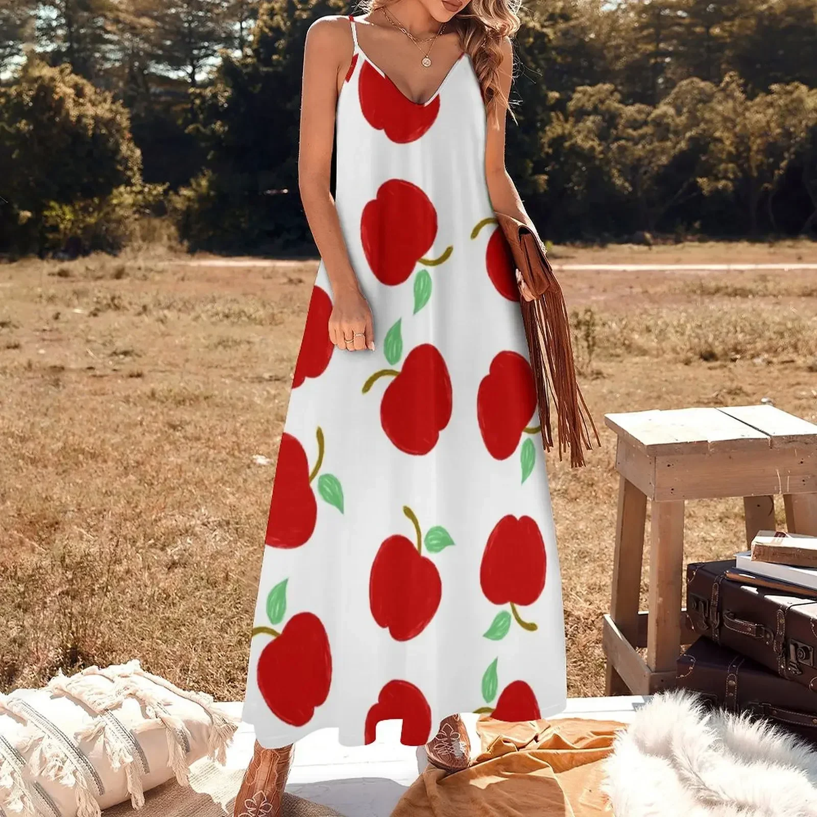 Cute Apples Sleeveless Dress Dress vintage women clothes Dress