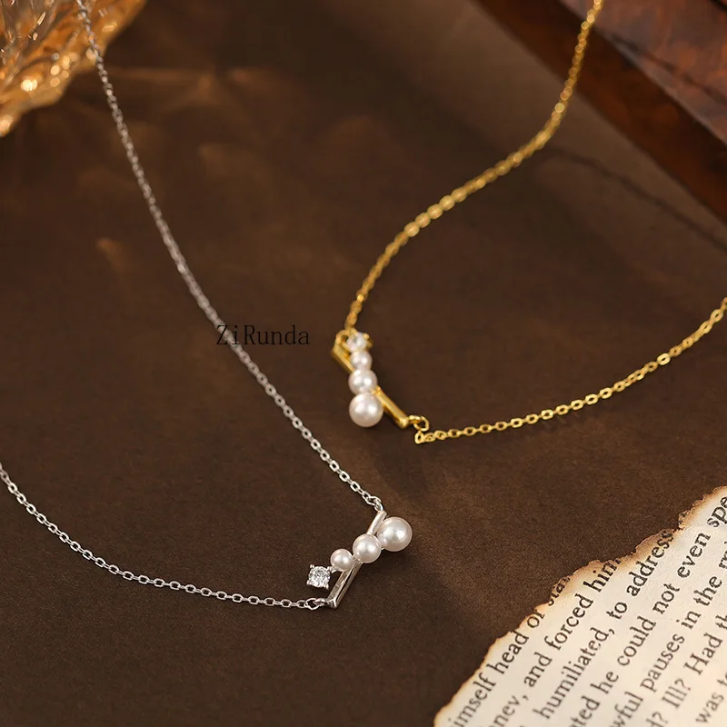 التوازن شعاع الصليب قلادة مزاجه تقليد اللؤلؤ حساسة سلسلة الترقوة ركاب تنوعا