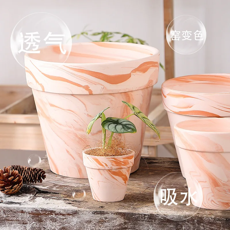 Caramel Macchiato white terracotta Flower Pot Breathable Red Pottery Pot Big Mouth Gardening Supplies Home Room Decoration