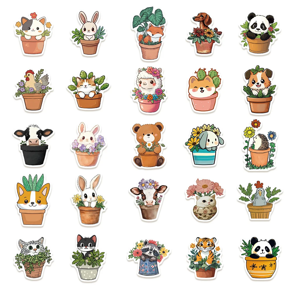 10/30/50 個面白い植木鉢動物クリエイティブステッカー防水落書き荷物オートバイギターかわいい漫画ステッカーデカール