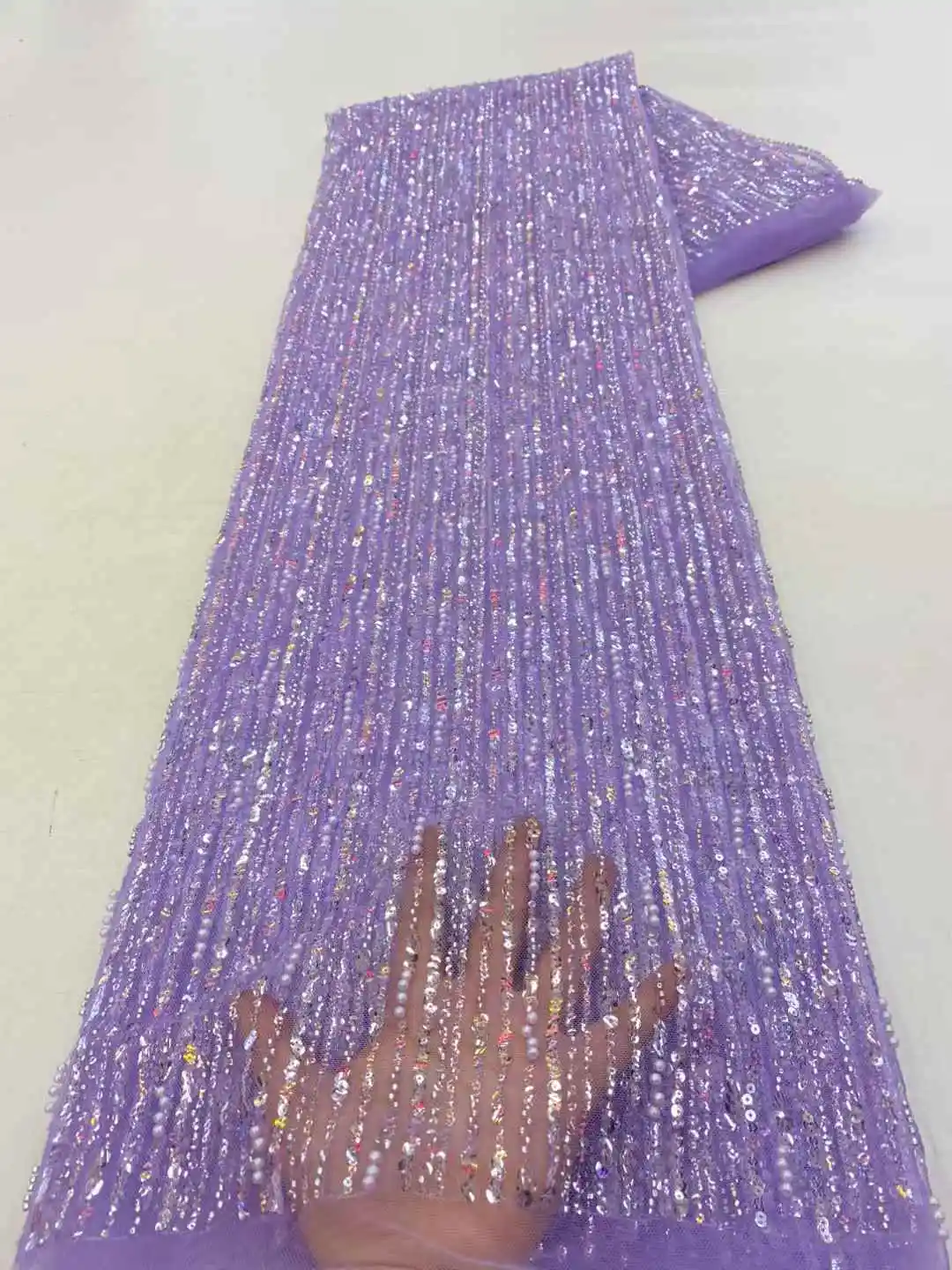 Africa Nigerian Beaded French Mesh Lace With Sequins High Quality 2025 Embroidery Lace Sequins Lace For Wedding Dresses Women