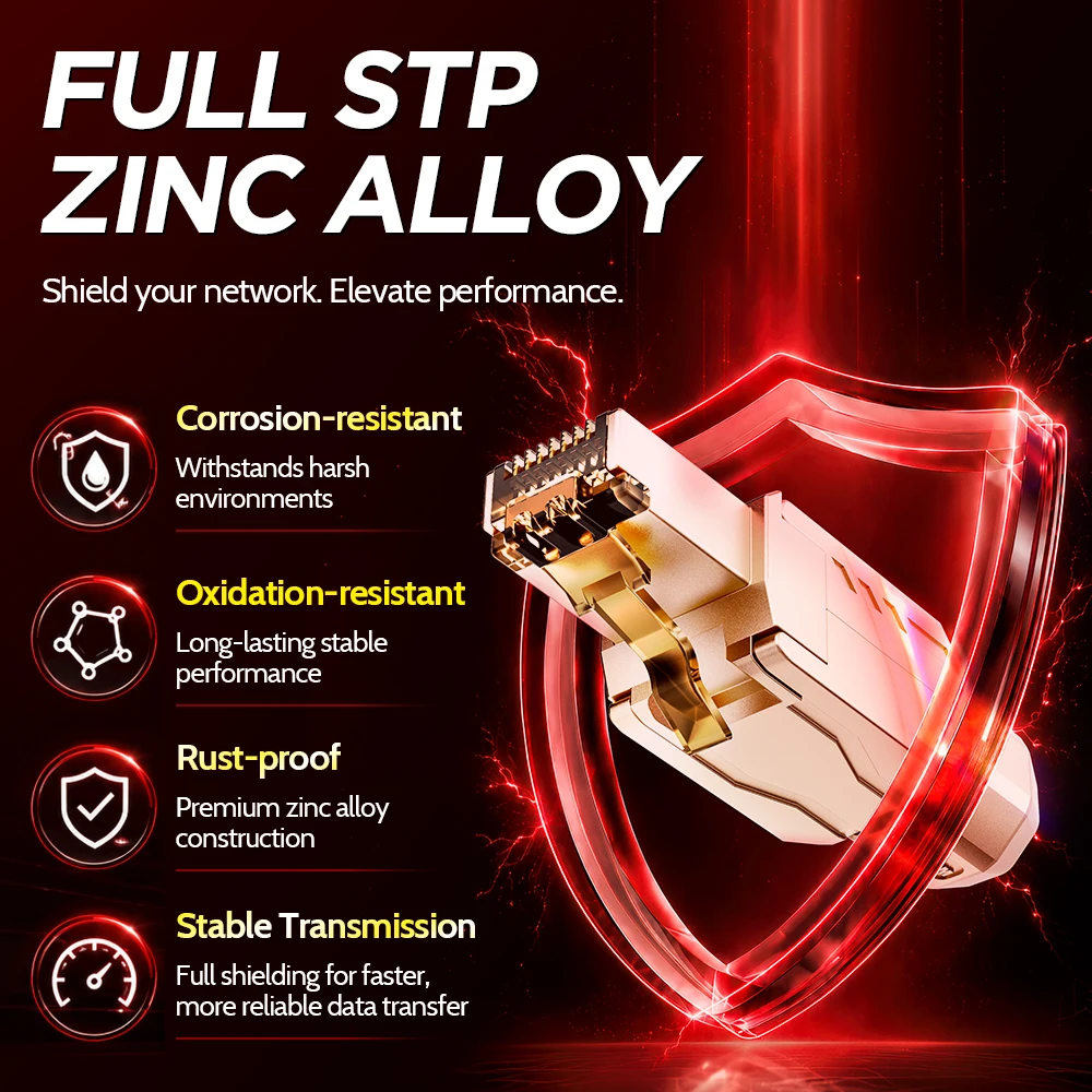 AMPCOM Crimp Free RJ45 Connector Zn-Alloy STP 40G 2000Mhz CAT8 CAT7 CAT6A CAT6 Feild Termination Plug for 22-26AWG 2Pcs image 4