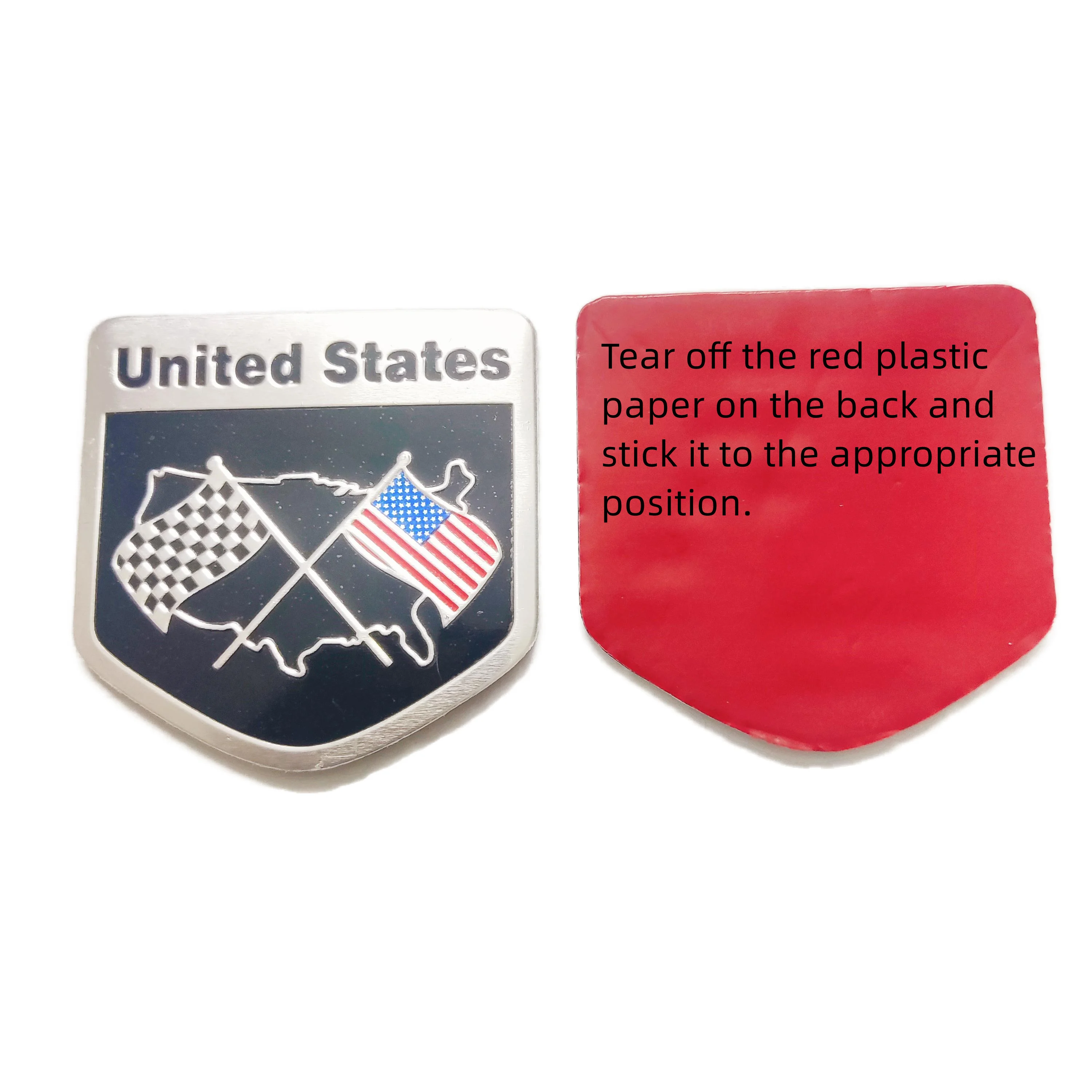 Stiker mobil bendera Amerika aluminium, stiker dekorasi sepatbor mobil bendera Amerika