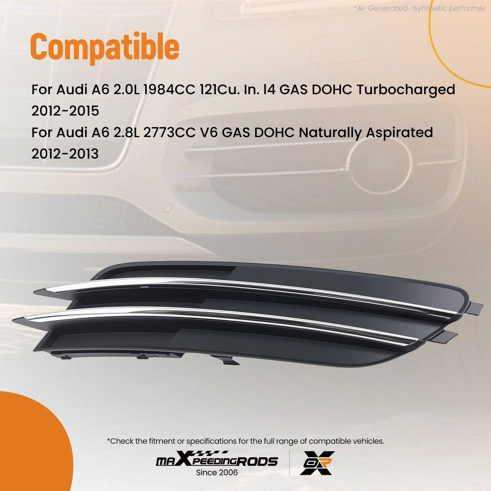 Pair Left & RightFront Bumper Fog Lamp Grille for Audi A6 2012-2015 4G0807681