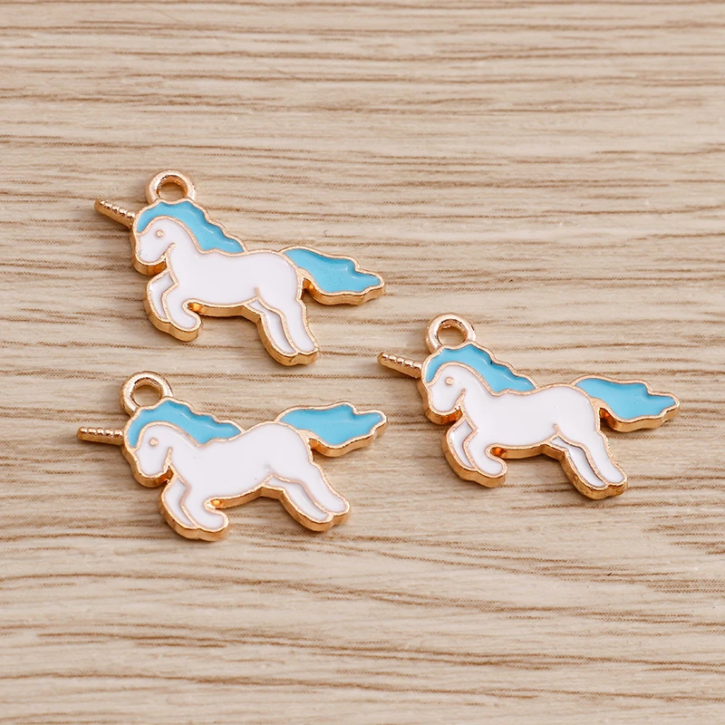 Tusember 10 Stück 4 Farben Emaille-Pferde-Mini-Einhorn-Anhänger für DIY Ohrhänger, Armbänder, Halsketten, handgemachtes Schmuckbasteln – Detail 4