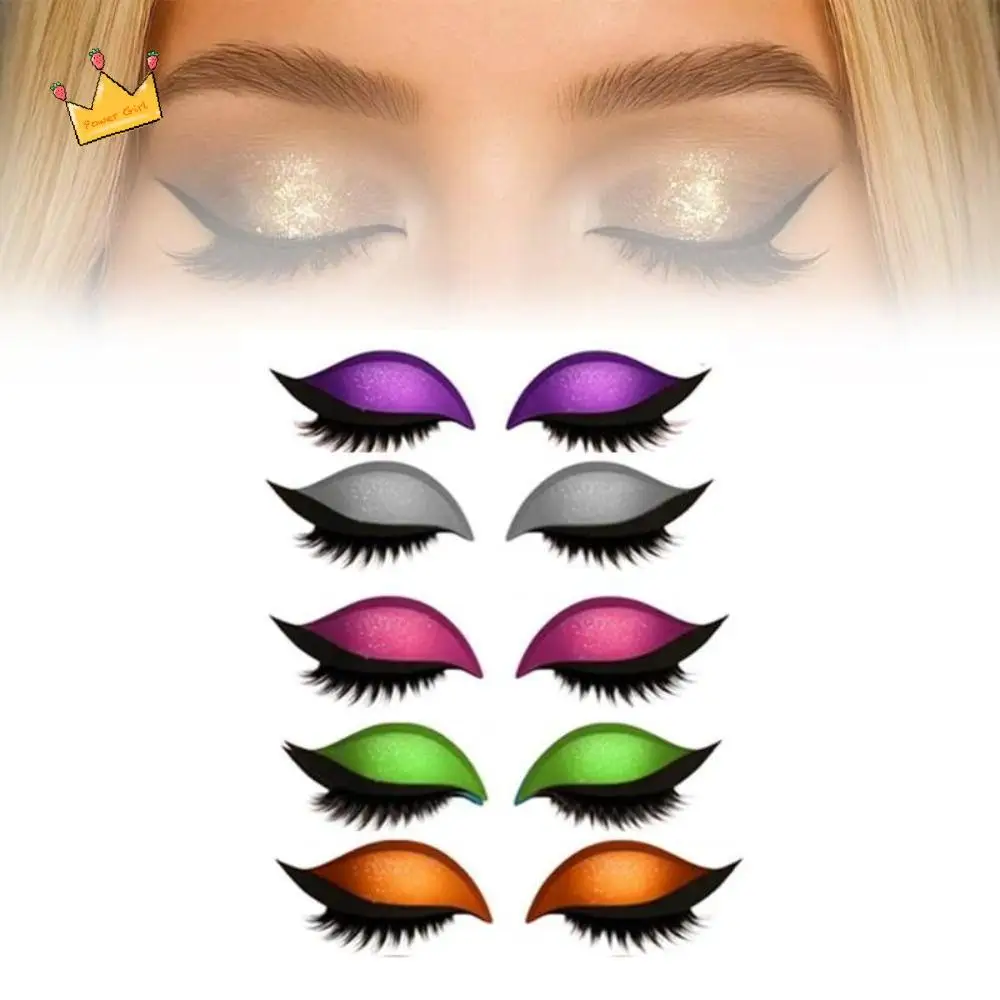 2 쌍 자체 접착식 게으른 아이 섀도우 속눈썹 패치 빠른 메이크업 시간 절약 3-in-1 아이 메이크업 스티커 쉬운 사용 재사용 가능