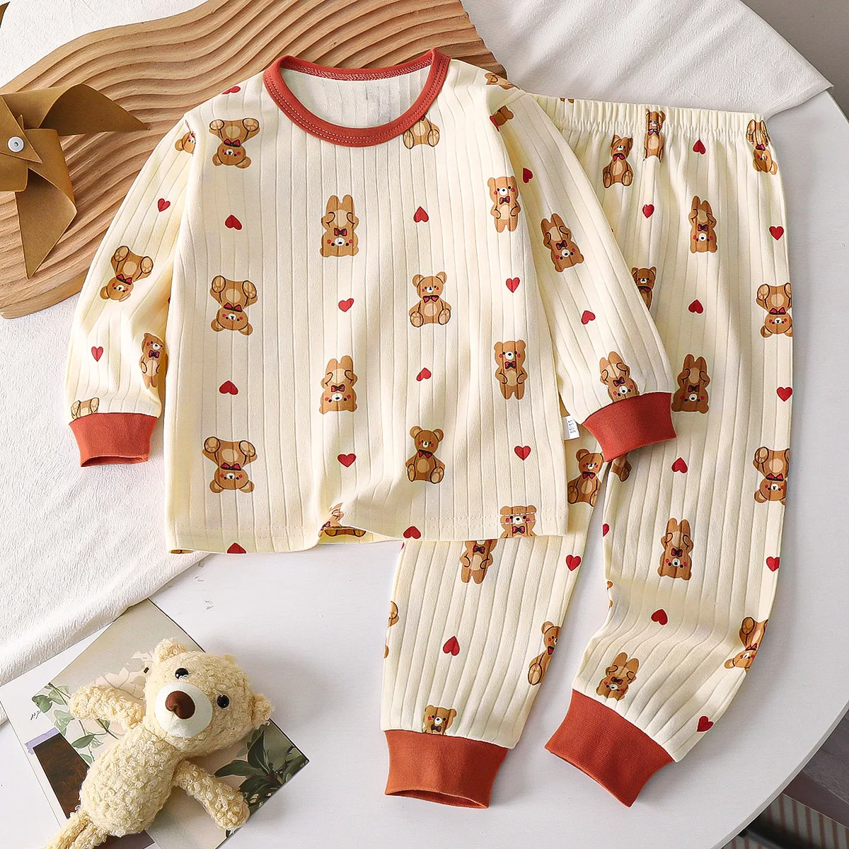 Autumn 2024 Ins Kids Girls 2PCS Homewears Set 100% Cotton Full Printed Stretch Soft Baby Girl Pajamas Children Girl Sleepwears