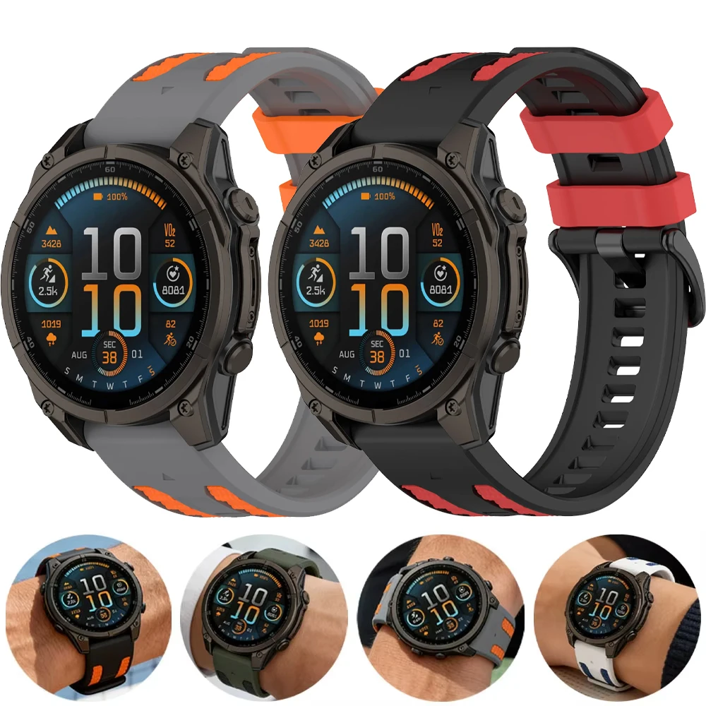 Quick Fit 22mm 26mm Silikonarmband für Garmin Fenix 8 51/47mm 7X E Enduro 3 Armband Garmin Quatix 8/Tactix 8/Forerunner 970 965