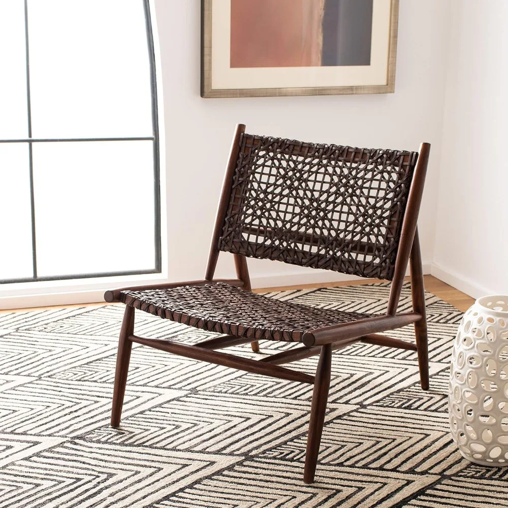 Living room chairs,Brown and Brown Leather Weave Accent Chair 26.0