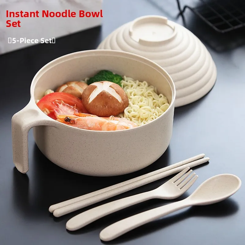 

Large Size Individually Paaged Instant Noodles Bowl with Lid Wheat St Dining Utensils Suitable for Student Dormitories
