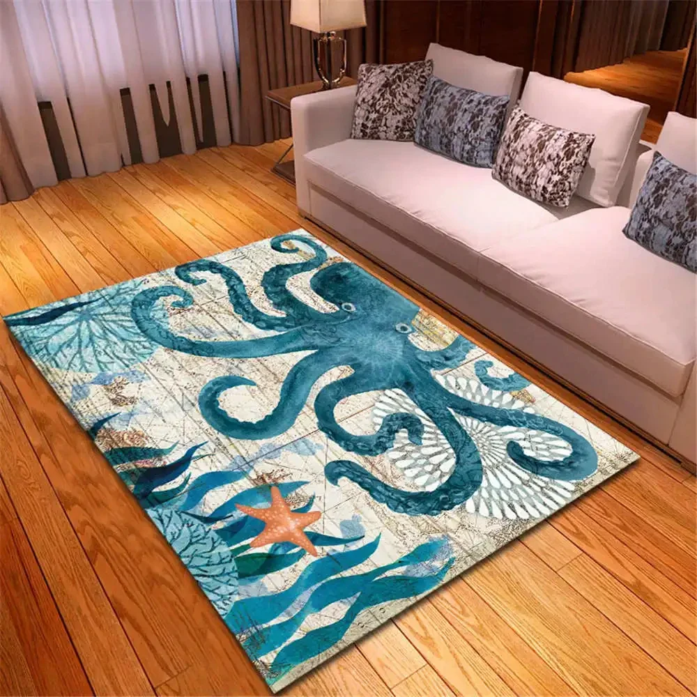Octopus Monster 3D Carpet Living Room Home Decor Children's Play Rug Bedroom Kitchen Floor Mat Non-Slip Bathroom Hallway Rug view 6
