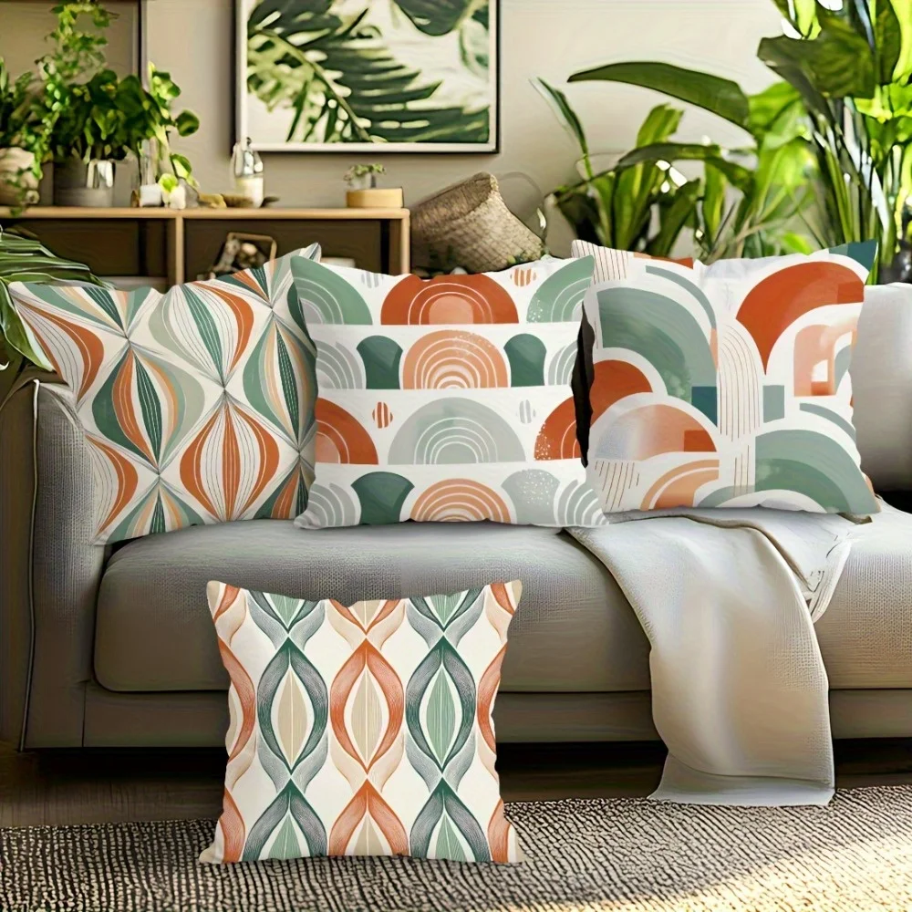 Geometric abstraction theme Single-sided printing Short plush Suitable for living rooms bedrooms sofas (excluding pillow cores)