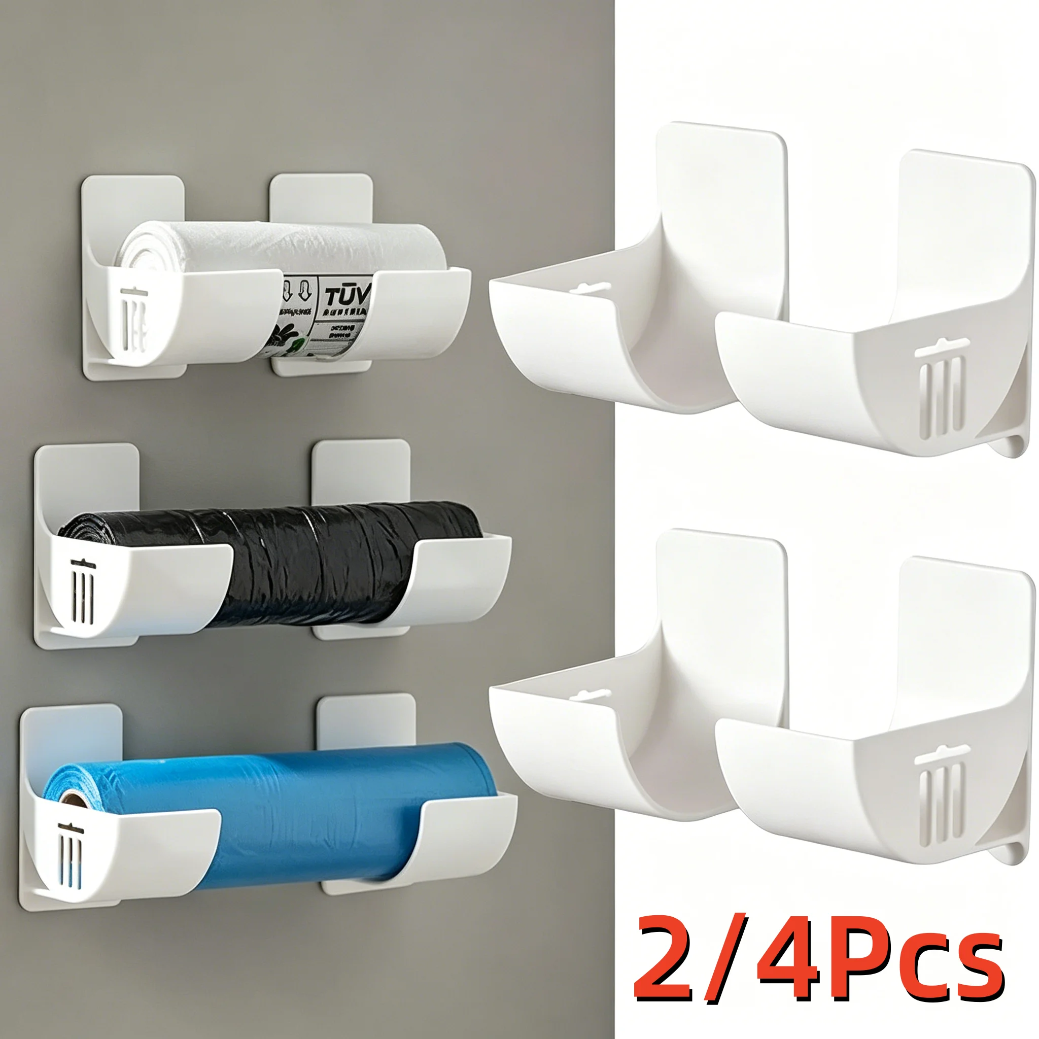 Soporte de pared para bolsas de basura, caja de almacenamiento, organizador de bolsas de basura, contenedor de bolsas de plástico, estante para estantes de cocina, 2/4 Uds.