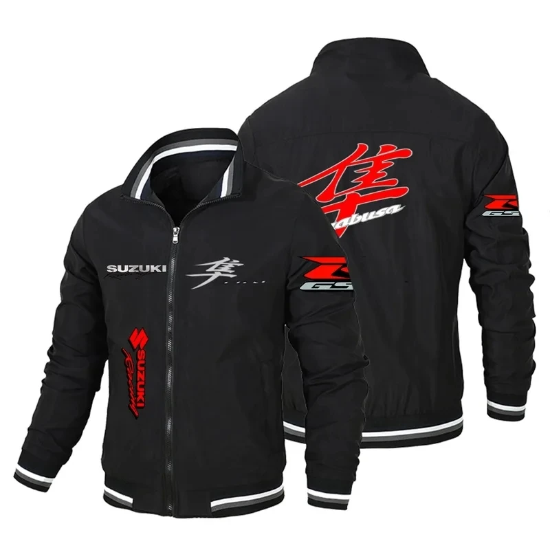 2026 New Suzuki Hayabusa Motorcycle Element Men's Stand-Collar Jacket, Trendy Brand Motorcycle Culture Printed Casual Coat