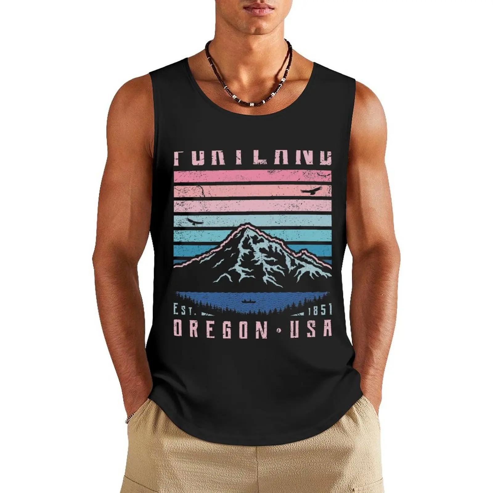 

Portland Oregon Retro Tank Top Short sleeve Male vest sleeveless man shirts men clothings