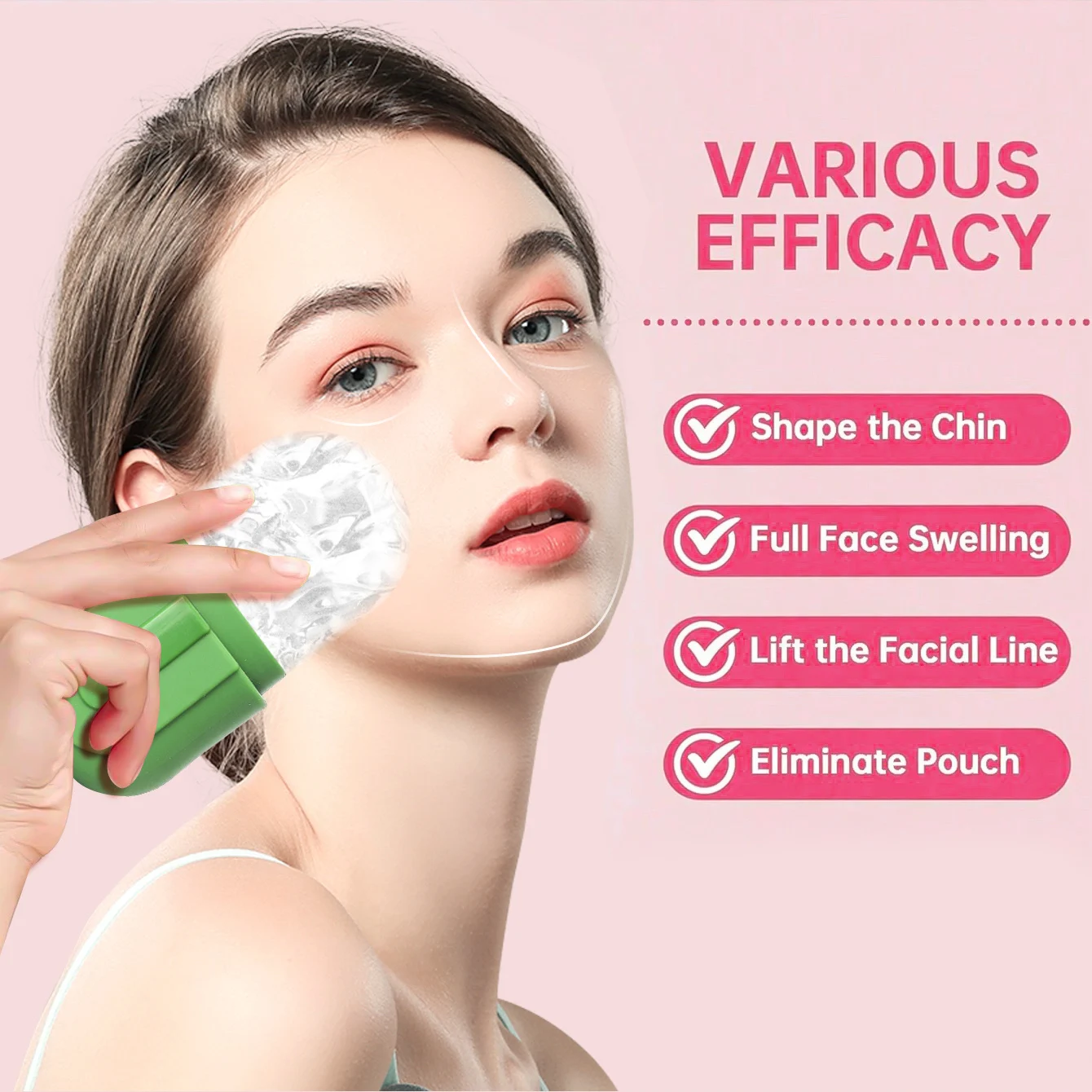 أسطوانة الثلج للوجه، قالب سيليكون قابل لإعادة الاستخدام، تدليك الوجه، أدوات العناية بالبشرة وتجميل العين، تضيف الثلج لتقليص المسام #3