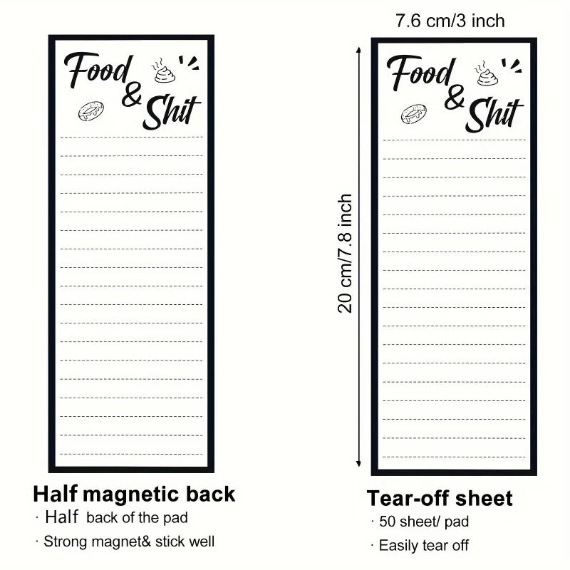 3 Pcs Magnetic List Notepad Fun Grocery List Reminder Magnetic Fridge Memo Each Sticky Note for Fridge Shopping and To-Do Lists