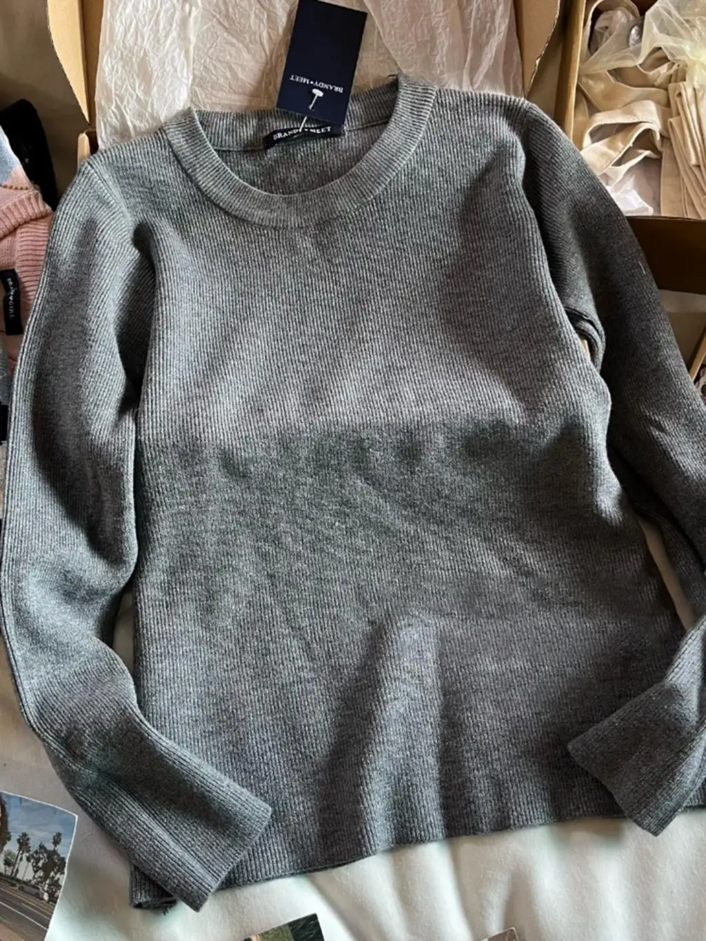 Grau gestrickt Basic Slim Sweater Frau Herbst Rundhals ausschnitt Langarm Pullover Top für Damen bekleidung lässig einfache Baumwolle Pullover