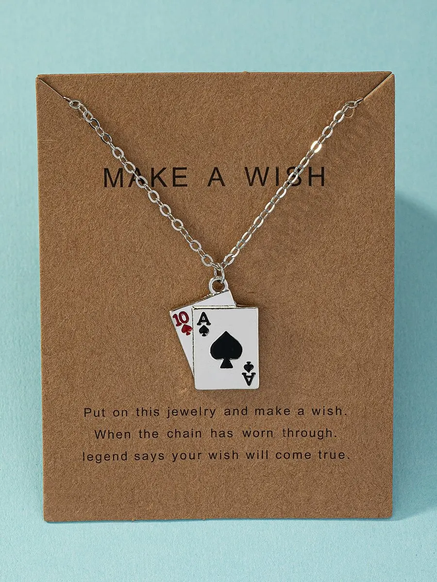 

Playing Card Design Wish Pendant Necklace For Adults