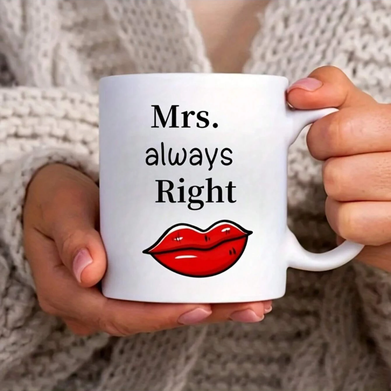 Funny Mrs. Always Right, 11oz Ceramic Travel Mug For Coffee Lovers On The Go, Perfect For Birthday, Holiday, Thanksgiving cup