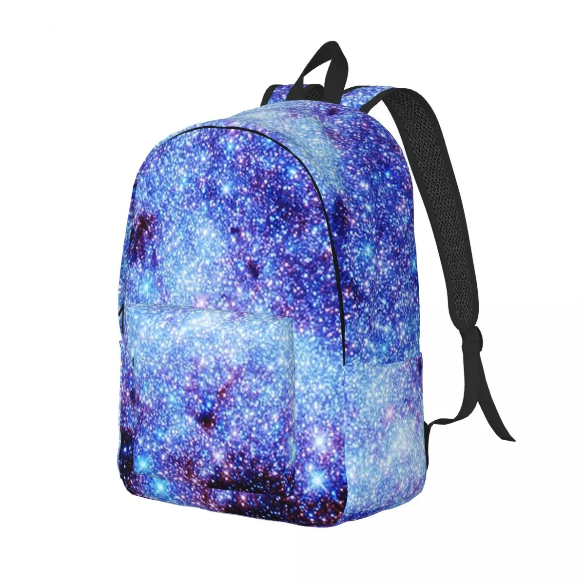 Galaxy Sparkle Stars Periwinkle Blue Student Backpack School Bag Hiking Travel Daypack for Men Women Bookbag Shoulder Bags