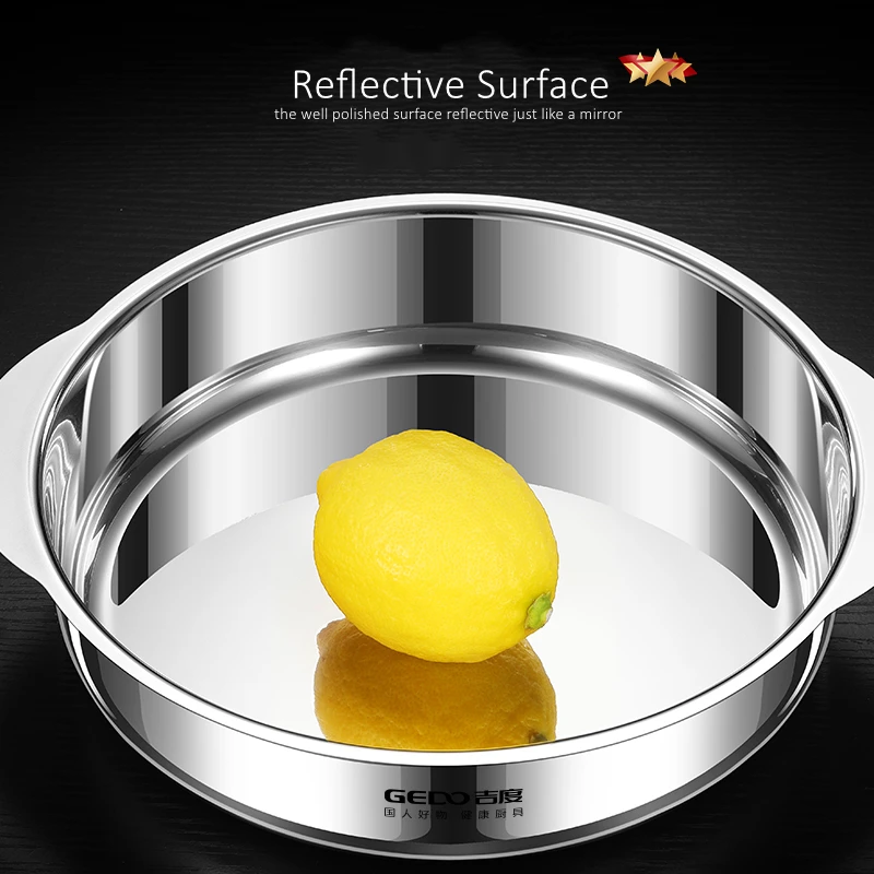 LFGB Certification 304 Stainless Steel Kitchen Plate 22cm/24cm Diameter Food Basin Ultra Thick Fall Resistant Dining Dish 5