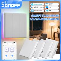 SONOFF T5 TX Ultimate WiFi Smart Wall Switch 1/2/3/4CH 3CH Support Curtain Motor Mode Via EWeLink Alexa Google Alice Smartthings