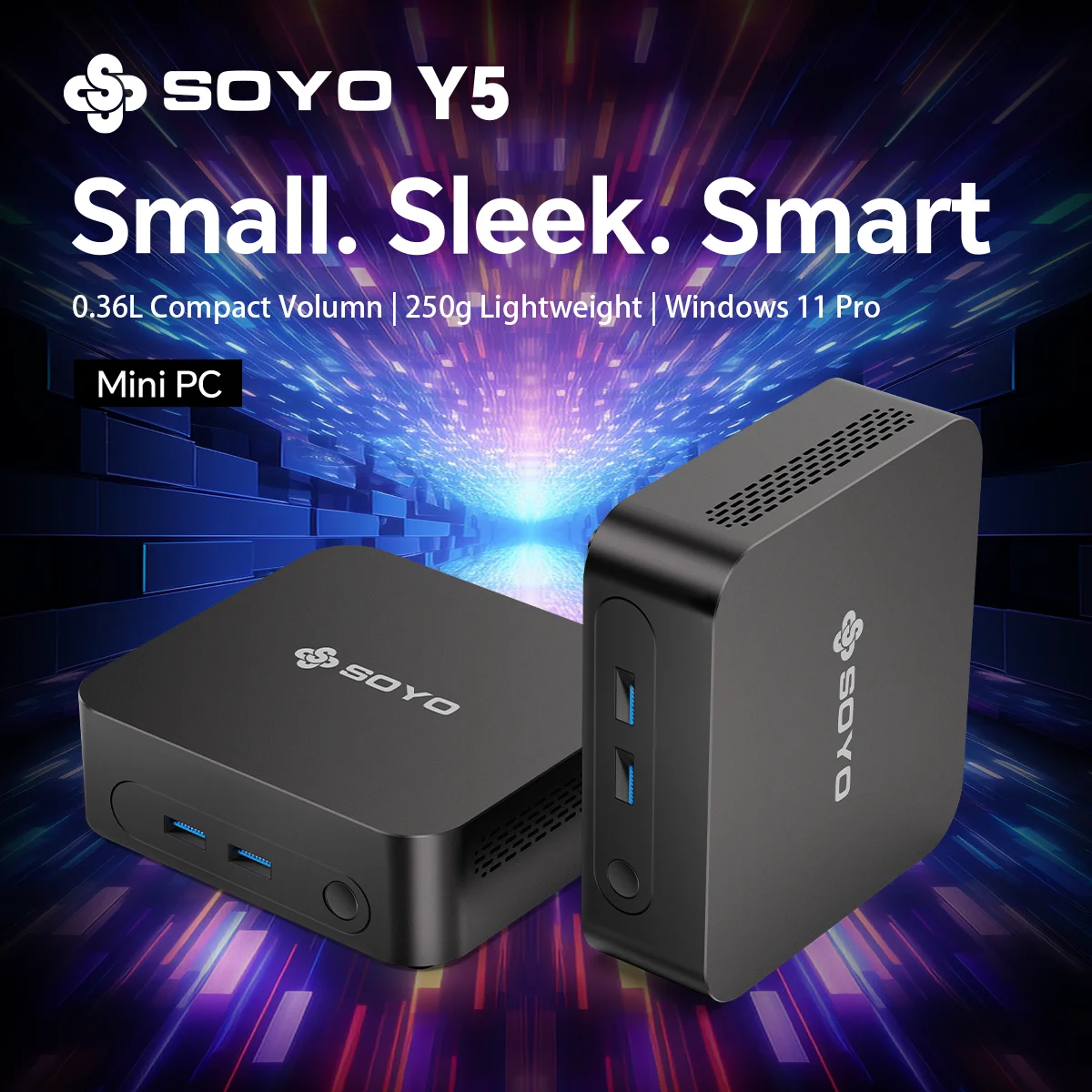 

SOYO Mini PC Y5 Intel Core i3 4030U 8GB RAM 128GB ROM Windows 11 Pro WiFi BT4.2 Desktop Computer 22NM Office Desktop Computer Dual HDMI 4K Display VESA Mount