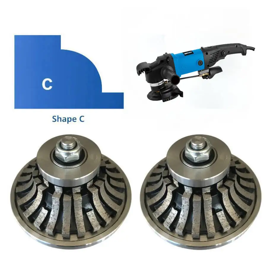 C Shape Sintered Diamond Profile Wheel Step Bullnose Grinding Wheel for Granite Marble Stone M14 5/8