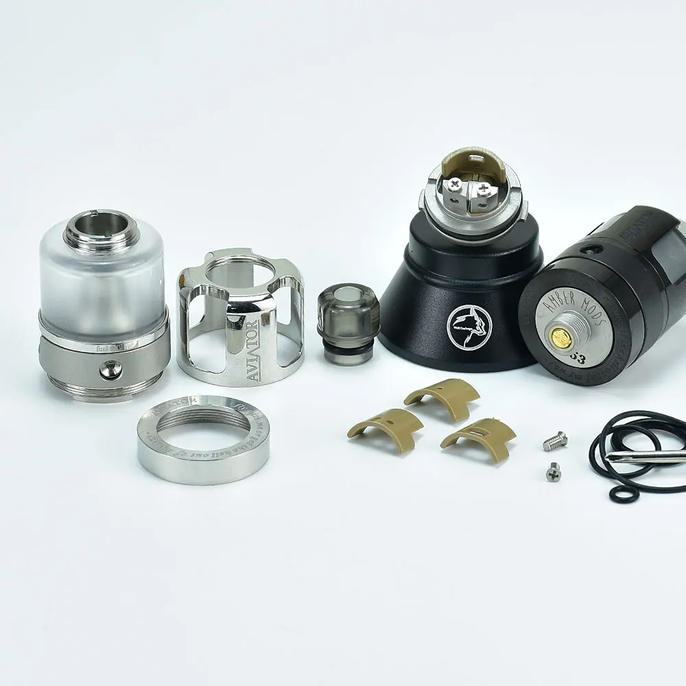 نمط الطيار هيئة الطرق والمواصلات Vape البخاخة إعادة البناء خزان 316SS PCTG MTL / DL Vaping 3.5 مللي 4 قطعة كمية الهواء 22 مللي متر هيئة الطرق والمواصلات