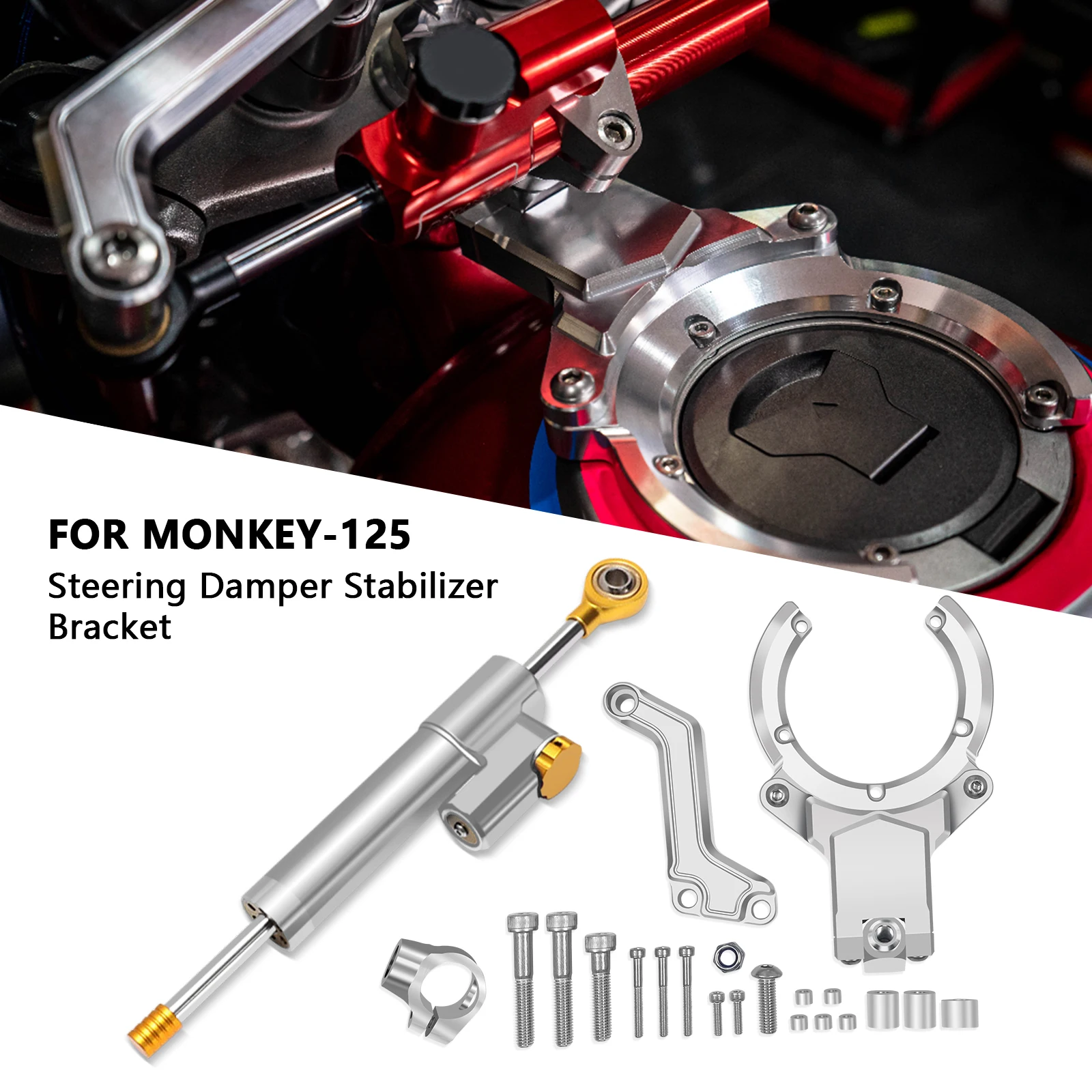 

For Monkey-125 Motorcycle Accessories new monkey125 Steering Damper Stabilizer Bracket Support Mounting Kit Aluminum damper