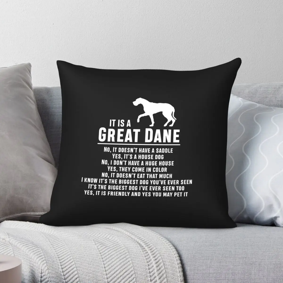 It Is A Great Dane Square Pillowcase Polyester Linen Velvet Pattern Zip Decorative Throw Pillow Case Car Cushion Cover