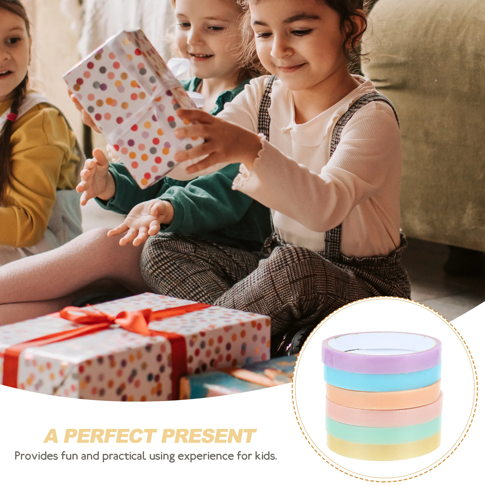 

6 Pcs Sticky Ball Tape Colored Adhesive Tapes DIY Child Stress Relief Decompression Toy Plastic Craft Washi Tape