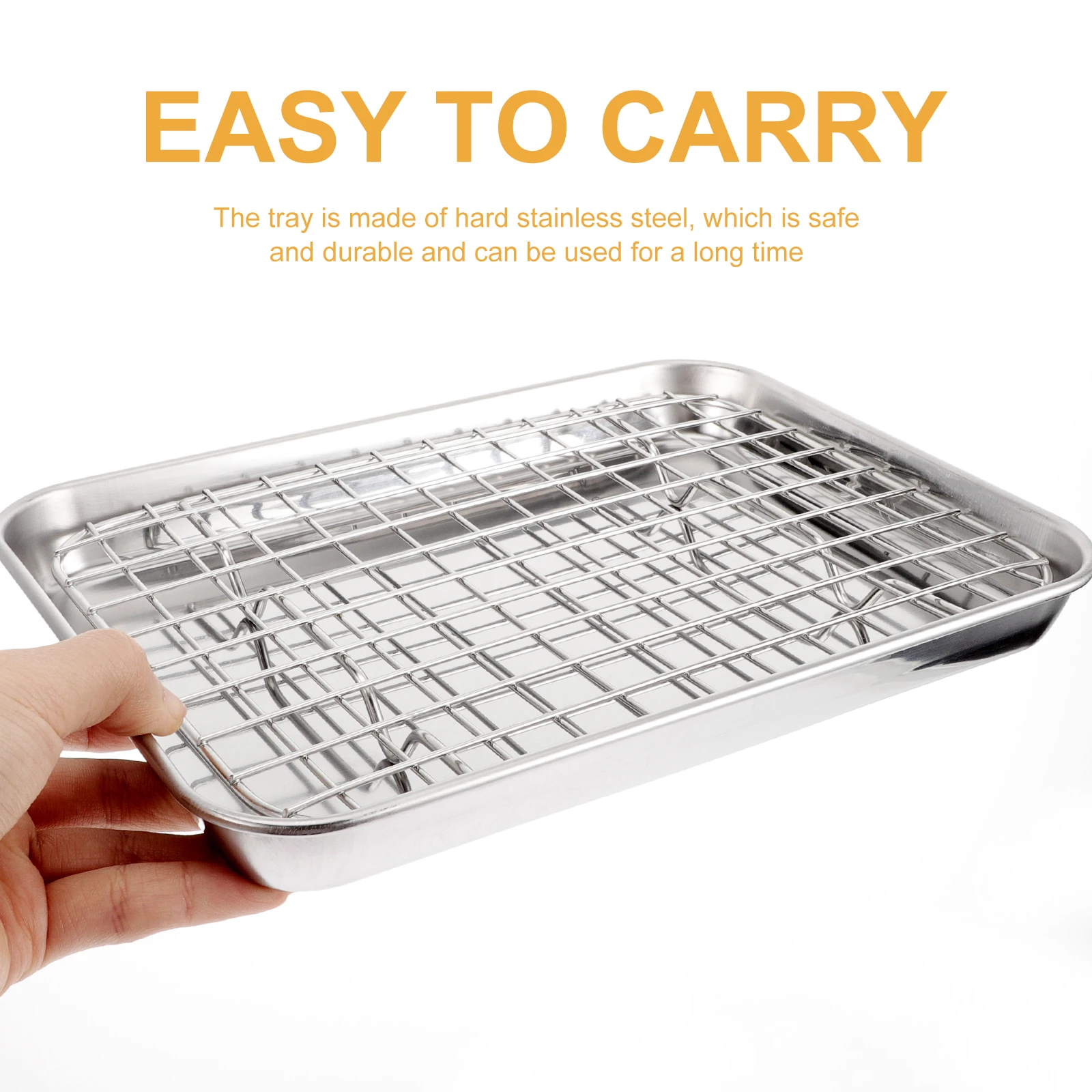 

Stainless Steel Baking Tray Pan Rack Set Oven Roaster Bread Cooling Shelf Home Restaurant Kitchen Use Dishwasher Safe Easy Clean