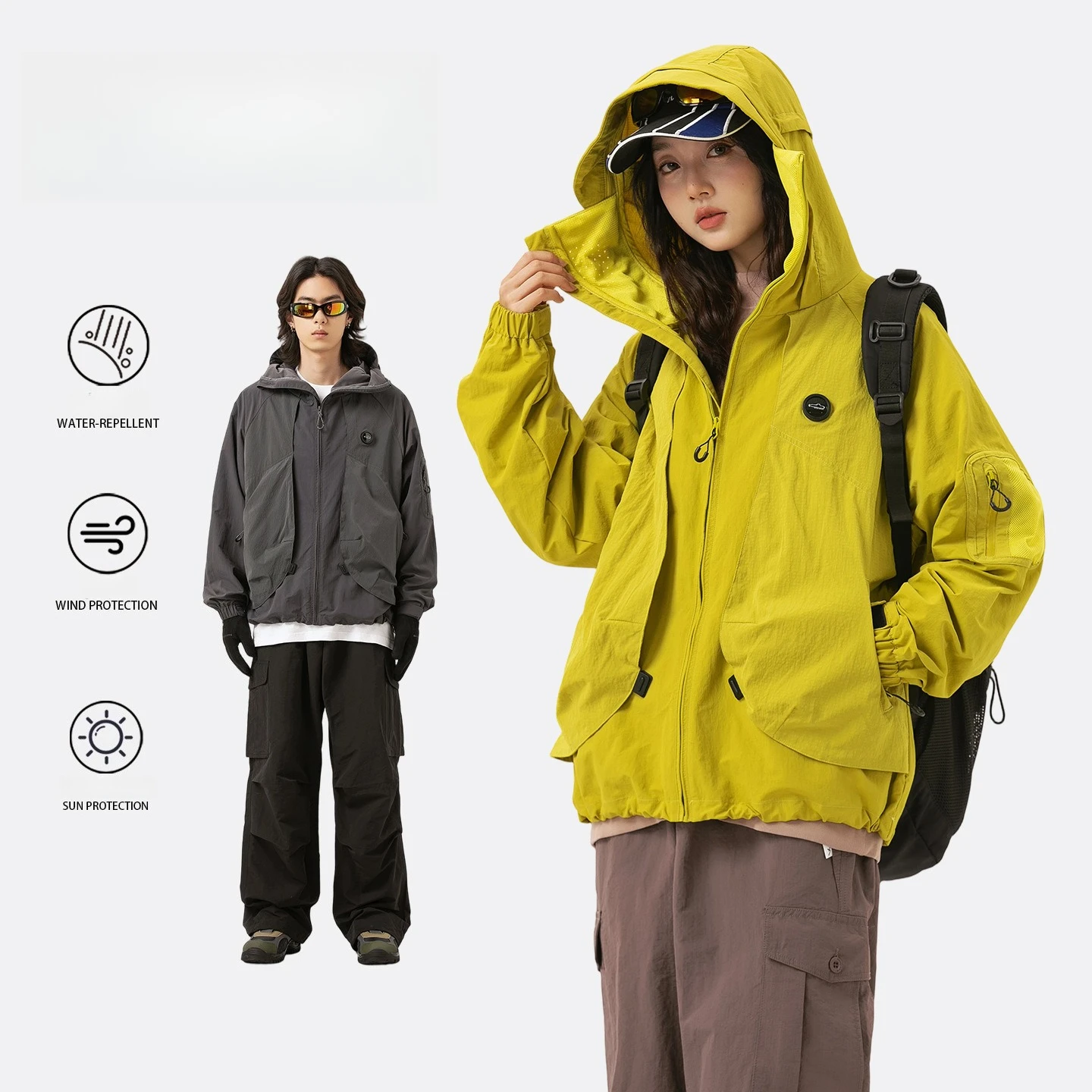3 Proof Sun Protection Hooded Jacket Men Women American Functional Outdoor Hiking Camping Mountain Windproof Waterproof Coat