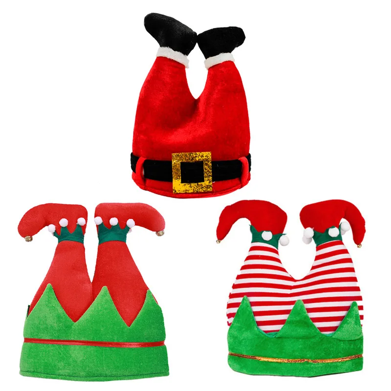 Christmas Hat Creative Funny Red Pants Cap Christmas Party Decoration Elf Shoes Hat Velvet Clown Hat Gifts