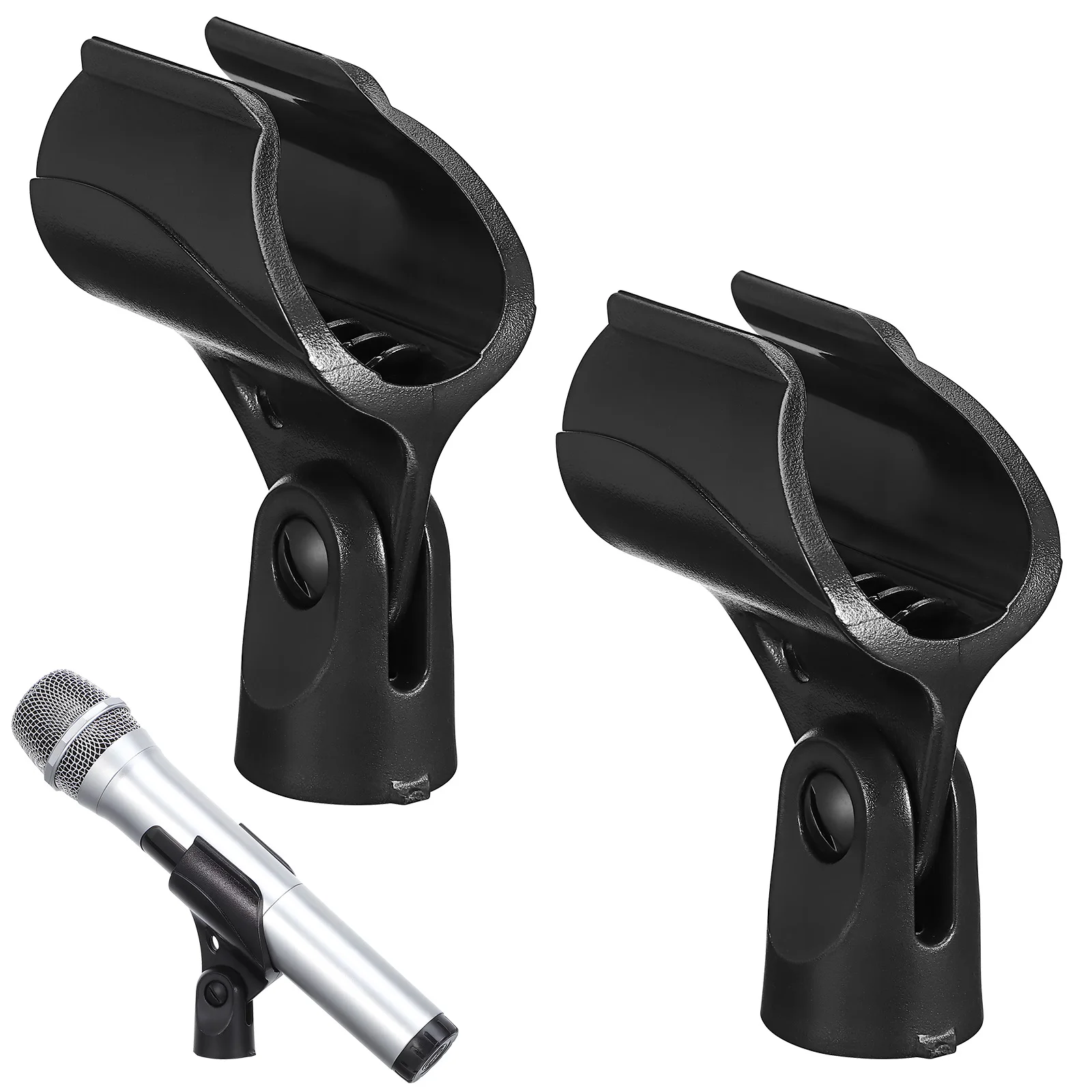 

2pcs Microphone Stand Clip Black Plastic Copper Compatibility Enhancer Secure Hold Performance Mic Fixing Clips Adapter