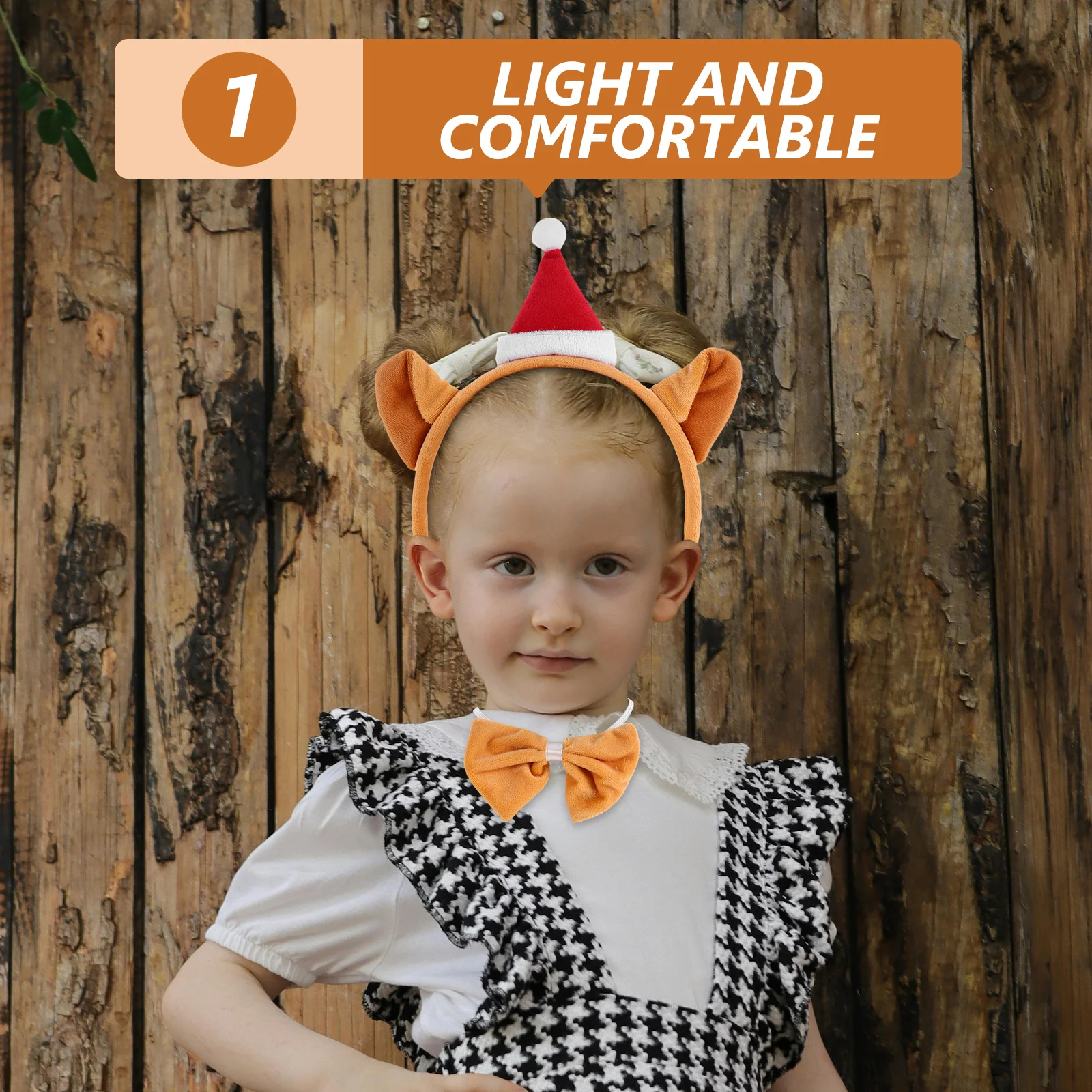 

CAXUSD Christmas Cat Hairband with Raccoon Ears Jingle Bell Tail Brown Face Pendant Headband for Holiday Party Accessory